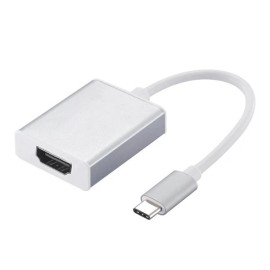 Unbranded USB 3.1 Type C Male Converter - Type C to HDMI A Female, Silver Aluminum Housing