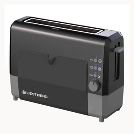 West Bend QuikServe Toaster, 2-Slice Wide-Slot Slide-Through Bread Toaster with Bagel and Gluten-Free Settings and Cool-Touch Exterior Fast Toasting, Includes Removable Serving Tray, 1400-Watts, Black
