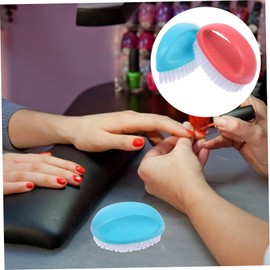 WOONEKY 2Pcs Nail Cleaning Brushes for Fingernail Scrubbing Durable Candy Color Manicure Tools Nordic Blue and and for Salon and Home Use