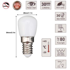 WULUN E14 SES SMD LED Globe Bulb 3W, Equivalent to 40W Halogen Bulb, AC 220-240V, Operating Temperature from -25℃ to +45℃, Replacement for Refrigerator/Cooker Hood/Sewing Machine