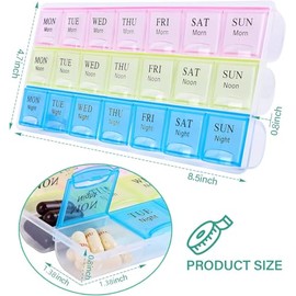 Large Weekly Pill Organizer 3 x A Day, Moisture-Proof 7 Day Pill Box | Travel pill cases portable for pills, vitamins, fish oil, and supplements. Idea