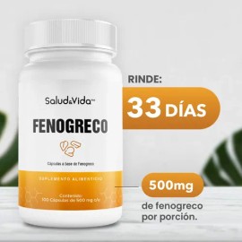 Fenogreco 1500mg (Por 3 Cápsulas) - 100% Natural sin excipientes - 100 Cápsulas - S&V - Sin Gluten, Sin OMG.