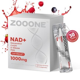 ZOOONE 1000mg NAD+ Berry Flavor Drink Mix for Skin Aging Support, Energy, and Focus[30 Pack]-V4:_Pack of 2(Total 60 Packets)
