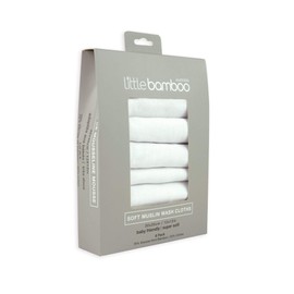 Little Bamboo Muslin Baby Wash Cloths 6 Pack, 30 x 30 cm, Whisper Grey,