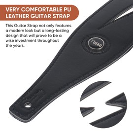 YUEKO Cool Lightning Pattern Guitar Strap for Electric Guitar/Bass (Black)