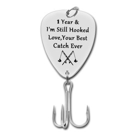 Anniversary Hook Gift for Him Her Fisherman Gifts for Husband Boyfriend 1 Year & I'm Still Hooked Fishing Lure Gifts First Year Gift Wedding 1st Year Anniversary Hook Valentine's Day Birthday Gift