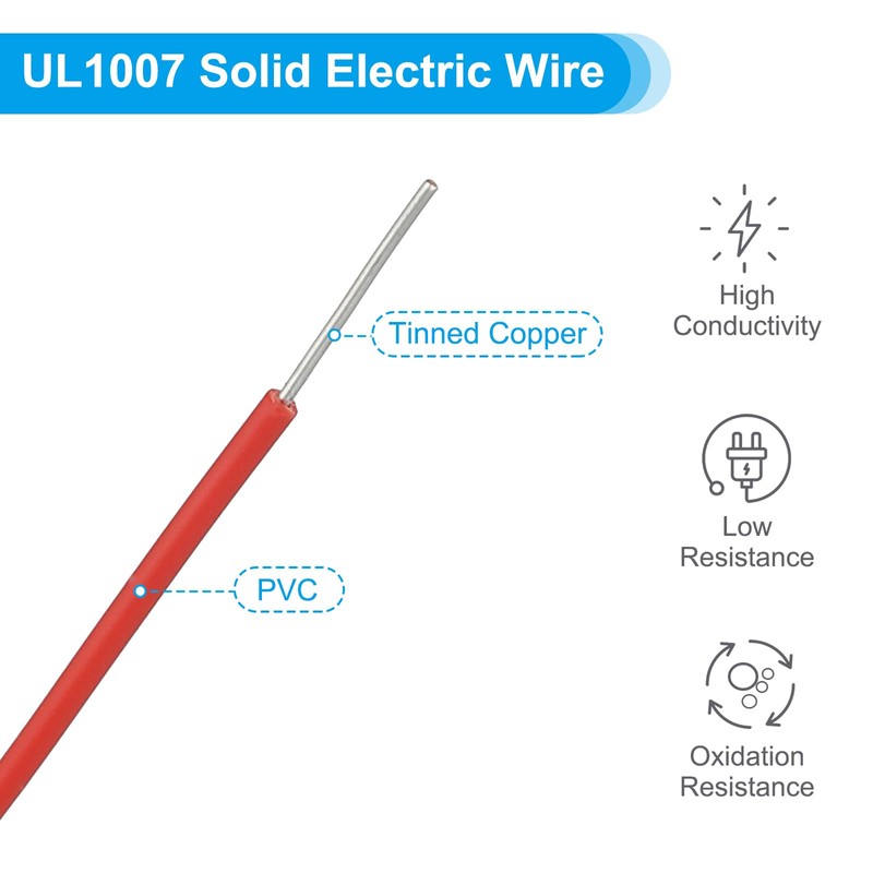 PATIKIL 22AWG Solid Electric Wire, 1 Pcs 49Ft Hook Up