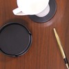 Dacasso Black Leatherette 4 Coaster Set, Round w/Holder - Luxury