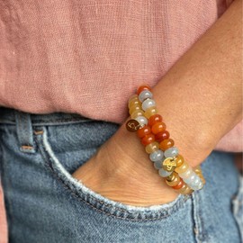 happymaker - Perlenarmband Damen, Edelstein Armband mit - Aquamarin und Jade - Heilsteine Armband, Schmuckschachtel, handgefertigt in Deutschland