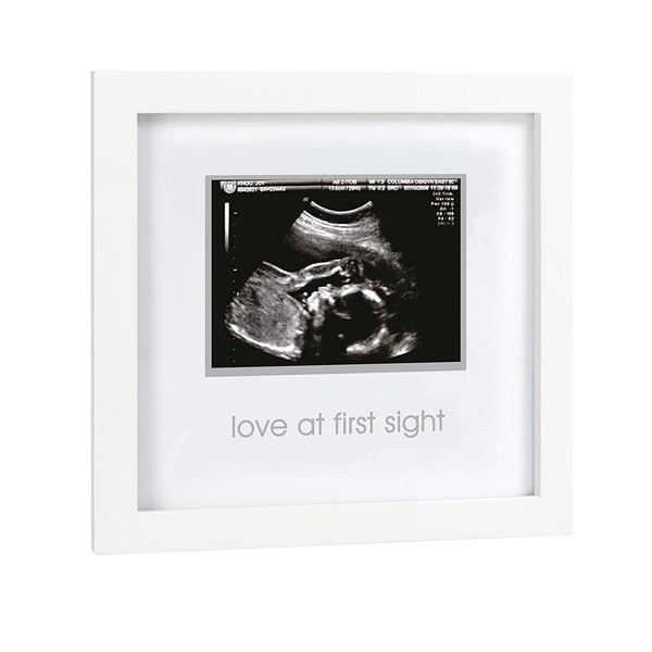 Pearhead Love at First Sight Sonogram Frame, Baby Ultrasound Frame, Baby Shower or Christmas Gift for Expecting Parents, White