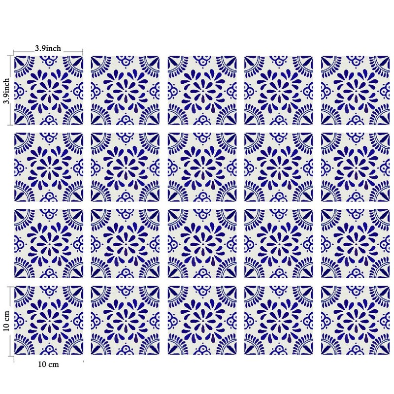 Poromoro Spanish Portuguese Azulejo Style Backsplash Peel and Stick Tile