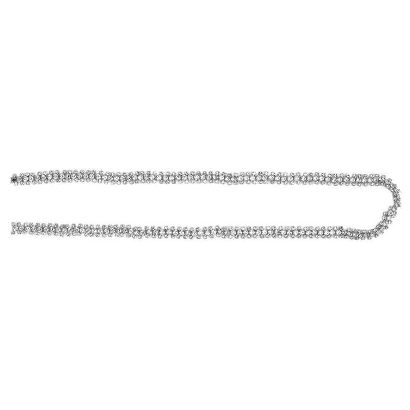 1 Yard 3 Rows Rhinestone Chain Round Glittering Rhinestone White