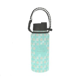 Pavilion Gift Company - Livin' The Beach Life - 32oz Stainless Steel Travel On The Go Water Bottle Coffee Thermal With Survival Rope Handle - Ocean Sea Beach Lover Gift - 12 Hrs Cold & 6 Hrs Hot