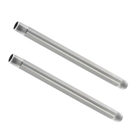 GeilSpace 1/2" x 16" Stainless Steel Pipe, 304 Pipe Nipple Fits Standard 1/2 Inch Threaded Pipes and Fittings, DIY Industrial Metal tube (2 PCS)