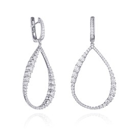 Diamond Treats 925 Sterling Silver Drop Earrings for Women and Teenagers with Cubic Zirconia Stones, Long Drop Earrings for Women Made of 925 Sterling Silver with Gift Box, Sterling Silver, Cubic