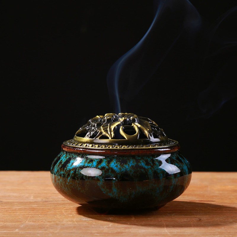LamDawn Censer Sky Blue Incense Burner with Calabash Incense Stick