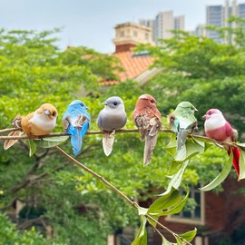 LWINGFLYER 12PCS Colorful Artificial Birds for Decoration Crafts Wreaths Tree Ornaments Floral Arrangements, 4Inch Clip on Simulation Foam Realistic Feather Birds Song Bird