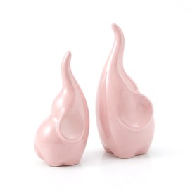 Elephant Decor Ceramic Elephant Statue Home Decor, Pair of Elephant Figurines for Living Room Bookshelf TV Stand Decor, Aesthetic Animal Sculptures Table Centerpiece, Housewarming Gifts (Pink)