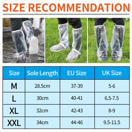 Rain Shoes Waterproof Overshoes Boots Covers with Reflectors Rain Footies Feet Gaiters Non-Slip PVC Boot Covers Men Women for Mud Rain Snow(M-Black)