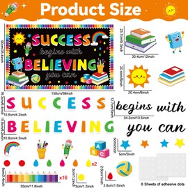 gisgfim Motivational Bulletin Board Decorations Success Begins with Believing You Can Paper Cutouts Inspirational Quote Bulletin Board Set for Back to School Classroom Kindergarten Wall Decor Supplies