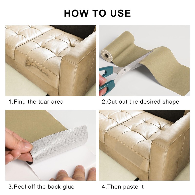 YAFLC Leather Repair Patch for Furniture, 4" x 63" Self