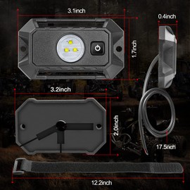 Auto Power Plus LED Dome Light Universal Roll Bar Mount LED Rock Light W/Switch Utility Roll Cage Dome Lights Car Interior Reading Lights for UTV RZR Can-Am 4x4 Truck SUV Golf Cart