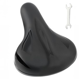 MAKELEN High-Resilience Sponge Bike Saddle with Shock-Absorbing Design, Durable Plastic & Iron Frame for Enhanced Comfort Black