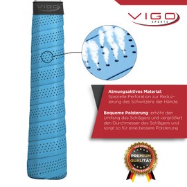 VIGO SPORTS - Pro Airmax [Set of 3] Overgrip Tennis Racket Grip Tape with Anti Sweat Technology Thanks to Special Perforation - Tennis Grip Tape for Optimal Racket Control with Easy Assembly