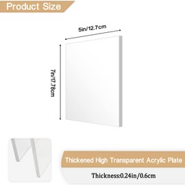 ADTDA Clear Acrylic Plexiglass Sheet, 1/4" Thick (6mm) Cast Acrylic Glass, for Craft Projects, Signs, Painting, Windows Replacement (2 Piece 5"x 7")