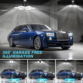 LUCORUSC Led Garage Lights 2 Pack 200W Super Bright Ceiling Led Shop Lights, E26/E27 Base, 6500K, 22000LM Deformable Garage Light Ideal for Basement, Attic and Workshop, Commercial Bay Lighting