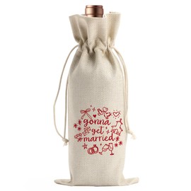 BARREEMO Engagement Wine Gift Bag Wedding Engaged Gifts for Newlyweds Couple Women Men Bridal Shower Gifts for Bride and Groom Pairs Well with Wedding Planning Gonna Get Married Wine Bags