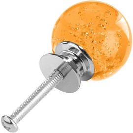 12 Pcs 30mm Round Bubble Crystal Glass Cabinet Knobs with Screws Drawer Knob Pull Handle Used for Kitchen, Dresser, Door, Cupboard (Amber)