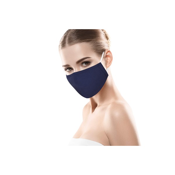MBW Mouth and Nose Mask in Blue Protective Mask Mouth Guard Mask 3-Ply Reusable Masks 100% Cotton