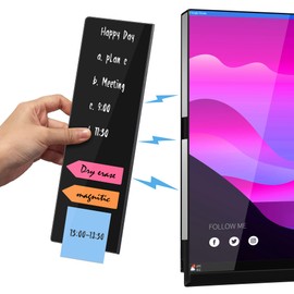 Lumanman Magnetic Monitor Memo Board, Acrylic Message Reminder Board for Moniter Side, Office Desk Accessories for Women Men, Computer Sticky Note Holder Home Office Memo Holder, Black, XL