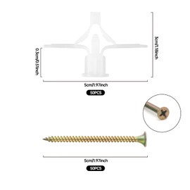 Heavy Duty Plasterboard Fixings, Countersunk Screws for Hollow Drywall Cavity TV Wall Brackets Heavy Duty Expansion Tube with Countersunk Screw for Hollow Drywall Cavity TV Wall Brackets