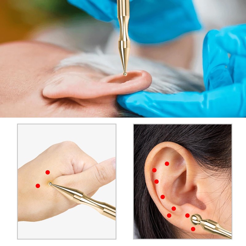 YOAYAO Face Pointer, Brass, Pressure Point Pushing Rod, Face Massage,