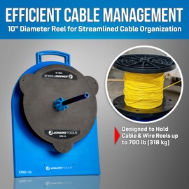 Jonard Tools CRD-10 Cable Reel Dispenser, 10" Diameter - Compact & Portable Cable Drum Stand with Non-Slip Rubber Feet, Heavy Duty, Holds Up to 700 lb (318 kg)