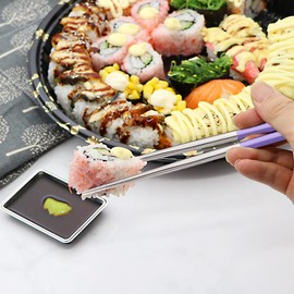 Stainless Steel Chopsticks Reusable Multicolor Lightweight 304 Metal Chopsticks Dishwasher Safe - 5 Pairs (Purple)