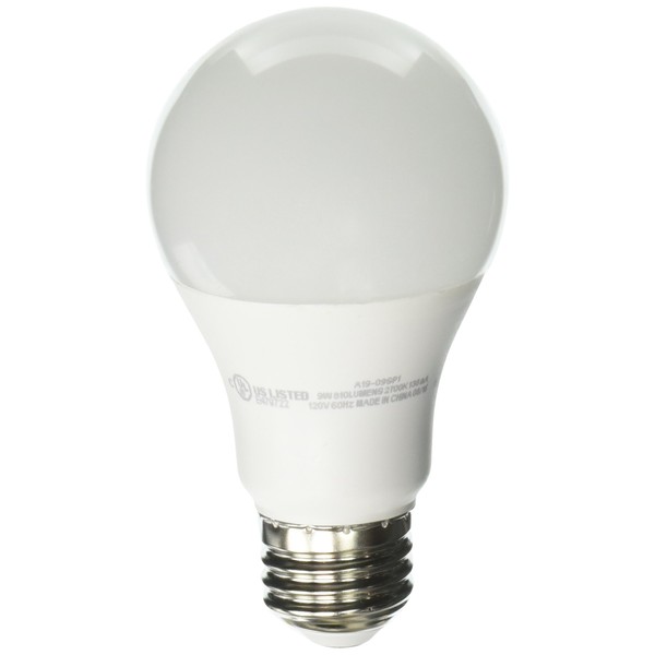Pursonic SW Soft White A19-09SP1 60 Watt Equivalent LED E26 Medium Base Screw, 810 Lumen 2700K Light Bulb, Non-Dimmable 10 Pack