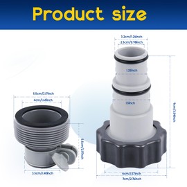 Pool Hose Adapter Type A/B for Intex Pool Hose Adapter with Clamp Washer and 1.5" to 1.25" Hose Adapter w/Collar, Pool Hose Connector for Intex Above Ground Swimming Pool - 4pcs