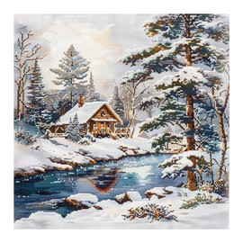 cukol cukol Snow Landscape 11ct Cross Stitch, 11 Count Counted Stamped Pre Printed Cross Stitch Embroidery Kits for Adults Beginners Starter Advanced Easy Crossstitch Patterns Set Wall Decor