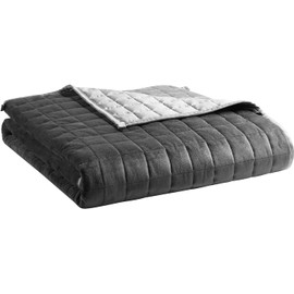YnM Exclusive Weighted Blanket, Cooling & Cozy Velvet Dual-Sided, Smallest Compartments, Ideal for Two Persons of 70~140lbs on Queen/King/Ca King Bed (88x104 Inches, 15 Pounds, Light Grey) …