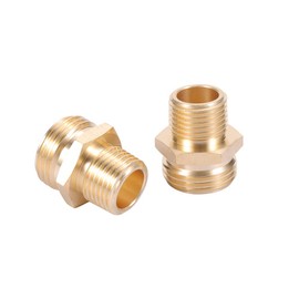 Brass Pipe to Garden Hose Fitting Connect,3/4"GHT Male x 1/2" NPT Male Connector,GHT to NPT Adapter Brass Fitting,Garden Hose Adapter(2 Pack) (1/2NPT to male))