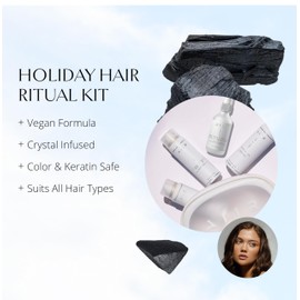 AIIR Travel Ritual Kit, Crystal Infused Haircare Essentials, TSA Approved Mini Set with Dry Shampoo, Amethyst Hair Refresher, Texture Spray, Luxury Self Care Pouch for On the Go Salon Results
