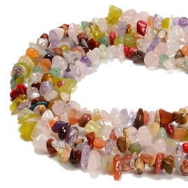 jodaying 7-8mm Natural Mulite Quartz Gemstone Chips Healing Gravel Bracelets Necklace Kit Irregular Tumble Stone Beads DIY Crafts Design Jewelry Making 32"