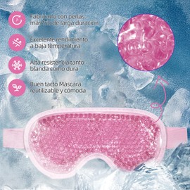 Máscaras de Hielo para Ojos y Cara, Mascarilla de Facial, Reutilizable, Compresa Fria y Caliente, Reducir Bolsas Bajo los Ojos, Ojeras, Migraña, Alivio de Estrés, Cuidado de la Piel,2PCS Rosa