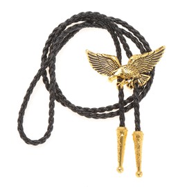 Btilasif Bolo Tie for Men Western Cowboy American Eagle Bolo Tie Leather Necktie Necklace Costume Accessories,gold