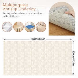 LOOFORE 120X180 cm Anti Slip Rug Underlay, Cuttable PVC Rug Gripper Antislip Matting, Multipurpose Anti Slip Mat Antislippery Mat Underlay Liner