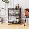 HITNET Bar Cart Black, Serving Cart for Home, 3 Tier