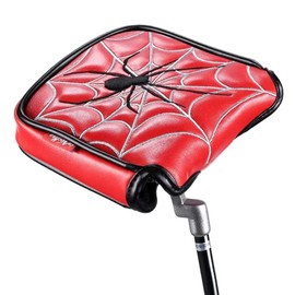 Golf Club Covers Golf Wood Covers Set Golf Putter Cover Golf Club Head Cover Premium PU Leather PU Leather Driver Cover Putter Cover Golf Sport (Putter Cover Embroidery Spider Red)